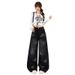 2026 Spring New Fashion Women's High-Waisted Slimming Denim Pants With Sparkling Rhinestones, Versatile Floor-Length_ecoleips.com