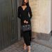 AC499 Fashion 2025 Autumn New Women's Cross-Border Commuting V-Neck Long Sleeve Solid Color Elegant Waist-Cinching Dress_ecoleips.com