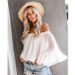 Women's Clothing Fashion Sexy New One Shoulder Loose Trumpet Sleeve Chiffon Shirt Female Tops Perspective_ecoleips.com