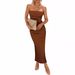Women's Ribbed Bodycon Dress - Strapless Side Slit Maxi Dress (Summer Stretchy Long Dress Sexy Clubwear For Night Out & Special Occasions)_ecoleips.com