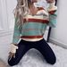 V-Neck Color-Block Knit Sweater – Casual Oversized Pullover For Women (S-XL)_ecoleips.com
