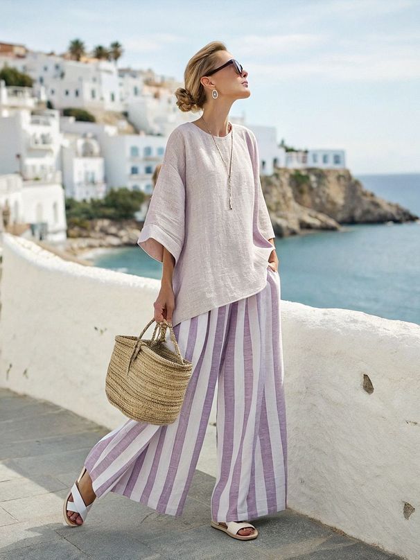 Men's & Women's Printed Short Sleeve Shirt & High Waist Pants Set - Casual Loose Fit 2-Piece Outfit With 3d Patterns_ecoleips.com