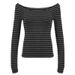 WG001 Striped Off-Shoulder Long-Sleeve T-Shirt For Women 2024 Autumn New Basic Versatile Pullover Slim Fit Casual Top_ecoleips.com