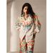 Women's Clothing Casual Fashion Floral Print Ladies Shirt And Pants Set_ecoleips.com