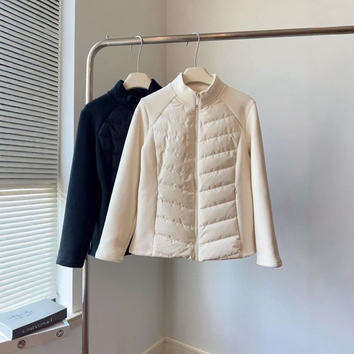 girl Girl Girl 2025 Early Slim Waist Patchwork Down Jacket Autumn Winter Fleece Lined Warm Coat Women Small Stand Collar Windproof_ecoleips.com