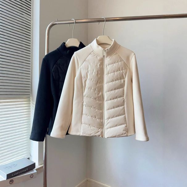 girl Girl Girl 2025 Early Slim Waist Patchwork Down Jacket Autumn Winter Fleece Lined Warm Coat Women Small Stand Collar Windproof_ecoleips.com