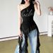 2025 Summer New Women's Fashion Sexy Hot Diamond Irregular Edge One Shoulder Slim Fit Top_ecoleips.com