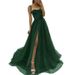 Suspender Evening Dress Cross Border New Style Birthday Party Little Sister Party Evening Dress High Waist Slim Side Slit Dress_ecoleips.com