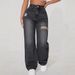 Women's Clothing Washed Hole Denim Trousers_ecoleips.com