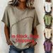 Women's Round Neck Casual Top With Trim Panels Cotton Linen Blend Short Sleeved Summer Top American Style_ecoleips.com