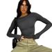 Women's Casual Long-Sleeved T-Shirt, Spring And Autumn Solid-Color Fitted Pullover T-Shirt, Women's Street Wear Base Lay_ecoleips.com