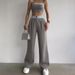 Women's New Style Hot Girl Outer Wear Sports Vest Tube Top Contrast Color High Waist Wide Leg Trousers Casual Suit_ecoleips.com