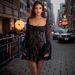 Women's Slim Lace Trumpet Dress Long Sleeved Strappy A-Line Hem Fashionable Autumn Clothing Temperament_ecoleips.com