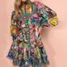 Voya Women's Spring New Vintage Elegant Stand Up Collar Printed Strap Dress Short Skirt_ecoleips.com