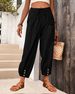 Suitable For All Seasons 2025 Trendy Loose High-Waist Button Cotton Linen Nine-Point Wide-Leg Women's Pants_ecoleips.com