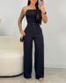 Women's Clothing Standing Tube Top Button Vest Opening Closing Placket Wide Leg Trousers Suit_ecoleips.com