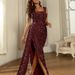 Women’s Clothing new one shoulder sexy heavy sequin ribbon big swing ball evening dress_ecoleips.com