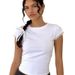 Summer Lace Patchwork Top for Women Slim Fit round Neck Short Sleeve European American Style Sexy Girl Solid Color_ecoleips.com