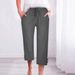 Suitable For All Seasons Summer Autumn New Women's Loose Breathable Linen Capri With Side Pockets And Split Hem Casual Pants_ecoleips.com