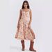 Summer New European And American Style Waist-cinching Short-sleeved Slimming Long With Straps, Sexy Slit Floral Dress_ecoleips.com