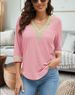 Verve New Style Women's V-neck Lace Casual Solid Color Shirt_ecoleips.com