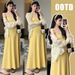 Autumn New Korean Fashion Stretch Camisole Dress + Sun Protection Cardigan Two-Piece Set For Pregnant Women_ecoleips.com