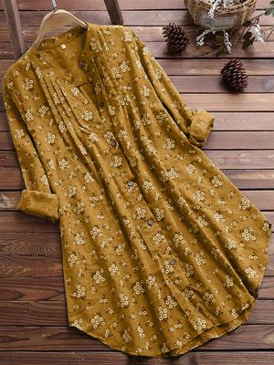 Verve Stand Collar Loose Casual Shirt For Women 2025 Spring New Plus Size Long Sleeve Floral Blouse_ecoleips.com