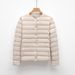 Pinghu Lightweight Women's Shot Autumn Winte New Simple Round Neck Wam Solid Colo Long Sleeve Down Jacket Inne_ecoleips.com