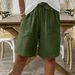 2025s 2025 New Women's Summer Cotton Linen Solid Color Drawstring Loose Casual Five-Point Shorts_ecoleips.com