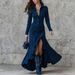 Retro Western Denim Style Slim Fit Zipper Stand Up Collar Irregular Long Skirt Dress, Designer Women's Mermaid Skirt_ecoleips.com