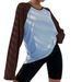Voya Women's Clothing European Women's Clothing 2026 Spring/summer American Retro Patchwork Color-blocking Raglan Long-sleeve_ecoleips.com