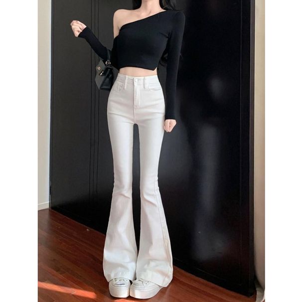 Aria Basics White High-waisted Women's Jeans, 2025 Spring New Style, Stretchy, Slim-fit, Flattering, Slightly Straight-leg Pants,_ecoleips.com