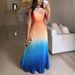 Women's Clothing Sleeveless Pleated Backless Gradient Dress_ecoleips.com
