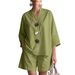 Women's Summer Wide Leg Pants Set Cotton Linen Solid Color European And American Style Independent Website Fashion Two Piece Set_ecoleips.com