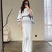 Women's Clothing New Solid Color Satin Bat Shawl Temperament Waist Long Sleeve Dress_ecoleips.com