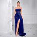 Women's Clothing Dress Women's Summer High End Long Skirt Velvet Tube Top Sexy Party Evening Dress_ecoleips.com