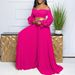 Women's Clothing New Fashion One Shoulder Ruffle Sleeve Solid Color Pleated Wide Leg Jumpsuit_ecoleips.com