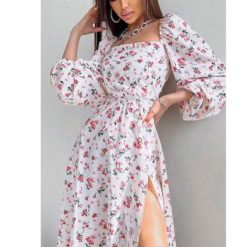 Women's Streetwear Dress With Slit, Medium-Length Sleeves, And Long Sleeves_ecoleips.com