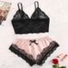 Sexy Lingerie Lace Split Three Point Sexy Suspenders See Through Pajamas And Pants Sets_ecoleips.com