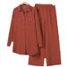 Cross-Border Muslim Women's Clothing Spring Summer Turn-Down Collar Long Sleeve Pocket Shirt And Pants Set Direct Source_ecoleips.com