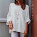 Women's Autumn/Winter Round-Neck Cotton Linen Plain-Colored T-Shirt_ecoleips.com