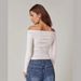 Women's Off-Shoulder Long Sleeve T-Shirt Slim Fit European American Style Milk Silk Inner Layer Base Shirt for Hot Girls_ecoleips.com