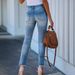 Women's Clothing Frayed Ripped Skinny Jeans Stretchy Fashionable Women's Denim Jeans_ecoleips.com