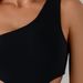 Women's Clothing New One Piece Hollow One Shoulder Small Chest Pure Black Swimsuit Sexy Bikini Sports Backless Swimming Suit_ecoleips.com