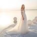 New Style Slimming Lace Long Sleeved Backless Wedding Dress Sheer Mesh Short Train For Travel Photography Women's Clothing_ecoleips.com