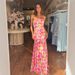 Women's Clothing Summer New Elegant Tube Top Mesh Print Waist Sleeveless Ruffle Dress_ecoleips.com