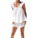 2026 Summer Cotton Linen Women's European American Style Vest With Ruffled Edges And Fashionable Shorts Two-Piece Set,_ecoleips.com