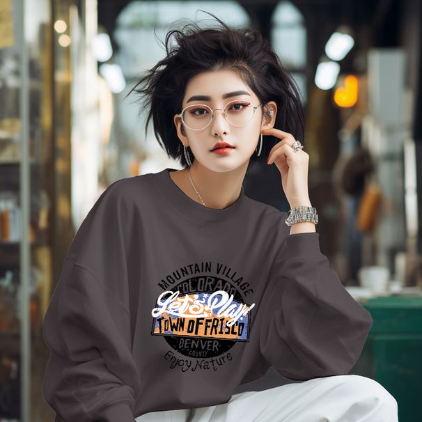 Women's Crew Neck Sweatshirt Fleece Lined Thickened Pure Cotton Loose Fit Stylish Top for Spring Autumn And Winter_ecoleips.com