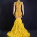 Women’s Clothing Fashion Sexy Mesh Hot Diamond Perspective One Piece Feather Long Dress Evening Dress Stage Performance Costume Ym_ecoleips.com