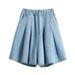 Women's Clothing Summer Versatile Loose Mid Length Pants Large Size Slim Fit High Waist Wide Leg Shorts_ecoleips.com